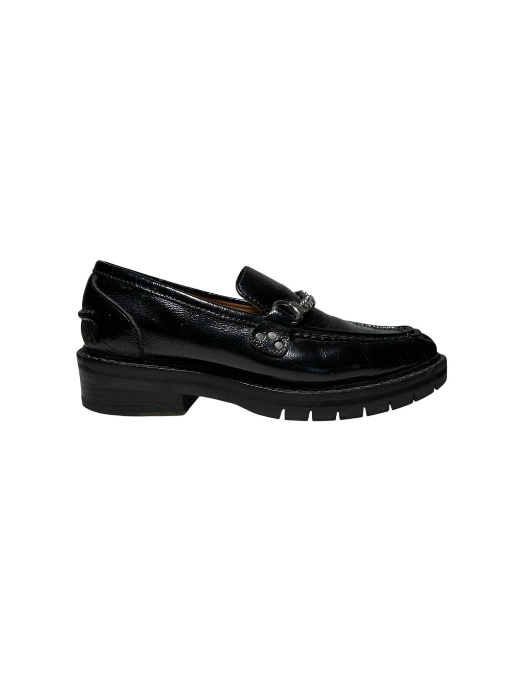Rag & Bone Black Curtis Patent Chain Loafers Vibram Sole Size EU 37.5 / US 7.5